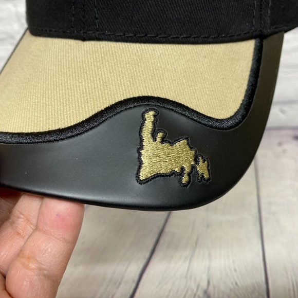 Vintage Hat Cap Strap Back Black Brown Bill Newfoundland Canada Embroidered - Picture 7 of 11